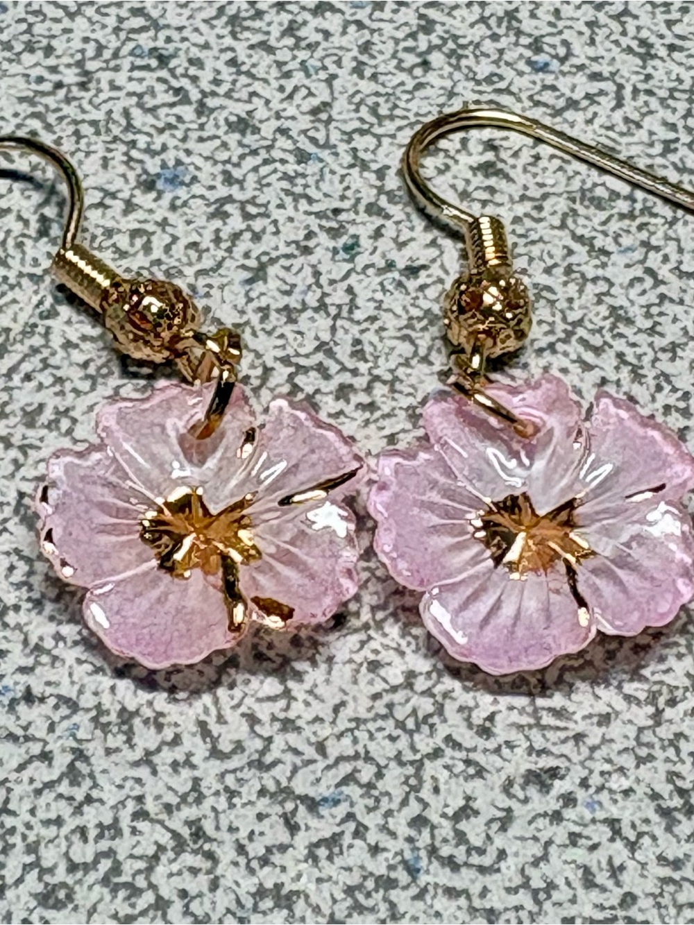 Hand Crafted Pink Floral Drop Earrings with Gold Accents